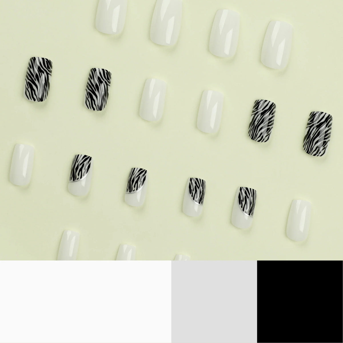 Press-On Nails Pink Zebra Pattern Easy Application