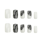 Press-On Nails Pink Zebra Pattern Easy Application