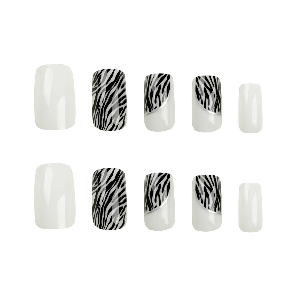 Press-On Nails Pink Zebra Pattern Easy Application