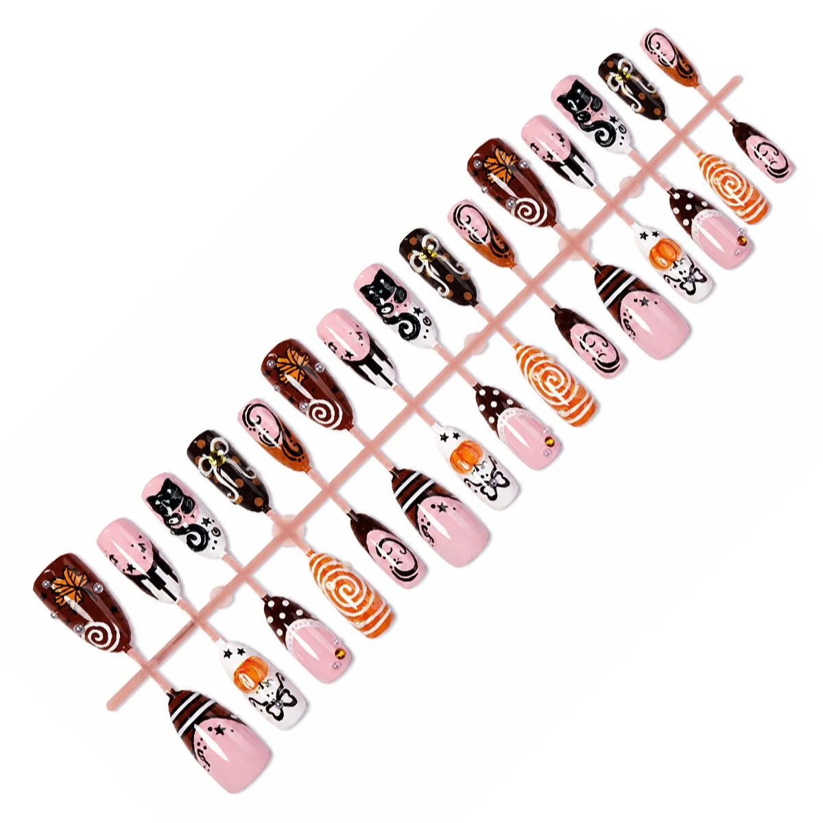 Press-On Nails Playful Artistic Designs Easy Application
