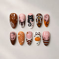 Press-On Nails Playful Artistic Designs Easy Application