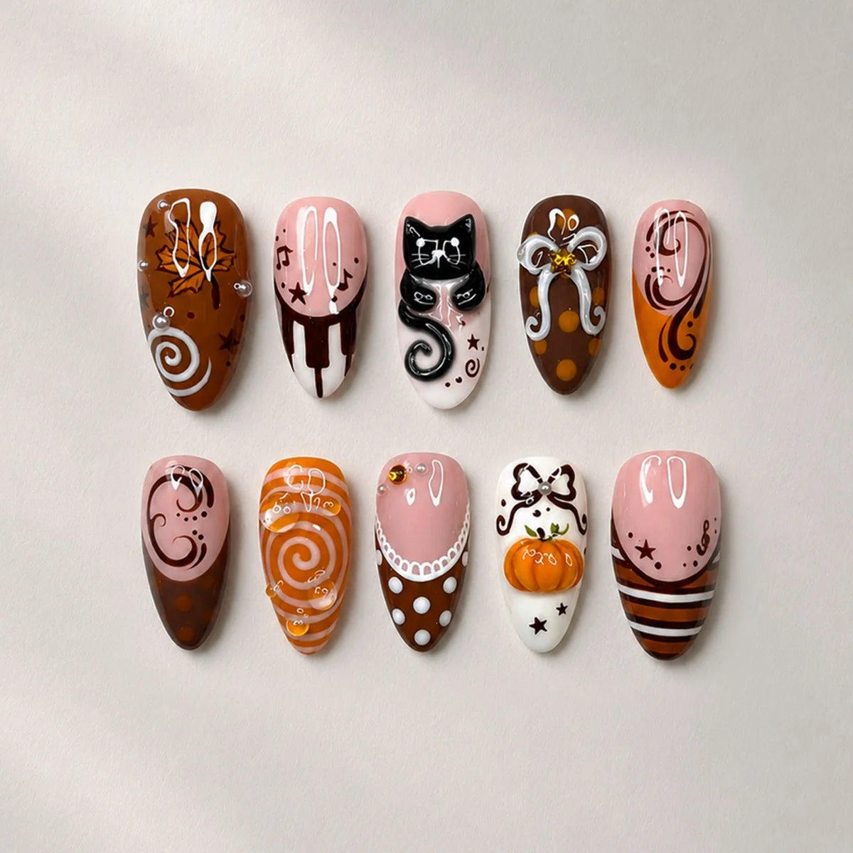 Press-On Nails Playful Artistic Designs Easy Application