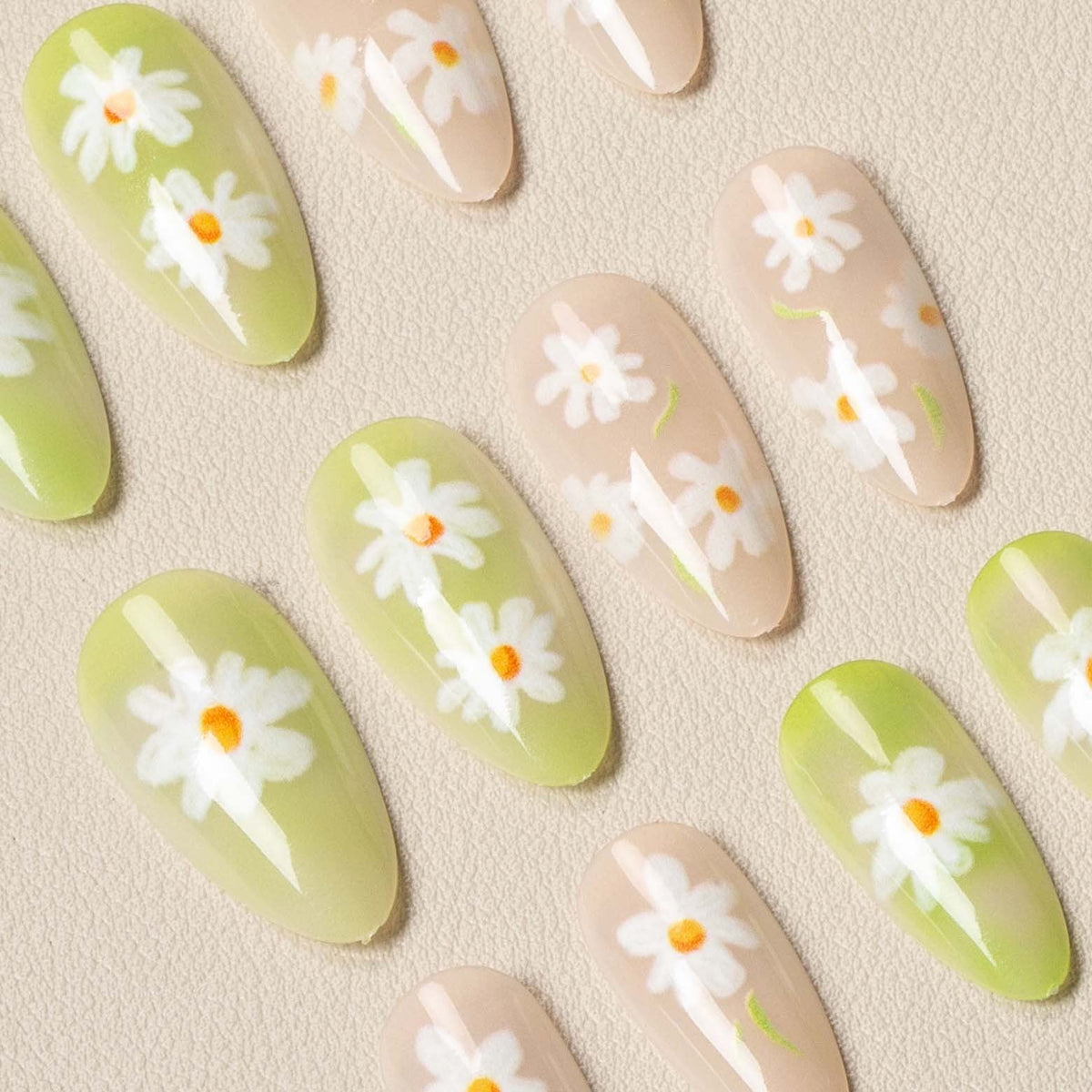 Press-On Nails Pointed Floral Easy Peel