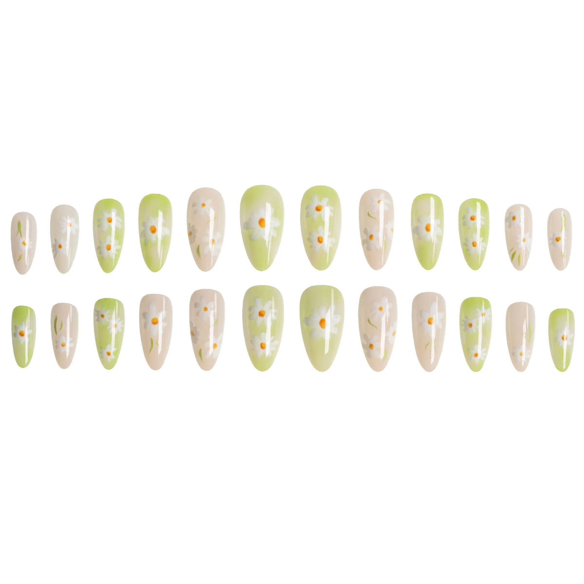 Press-On Nails Pointed Floral Easy Peel