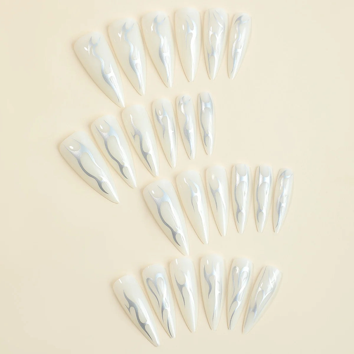 Press-On Nails Pointed Stiletto Blue Glue & File