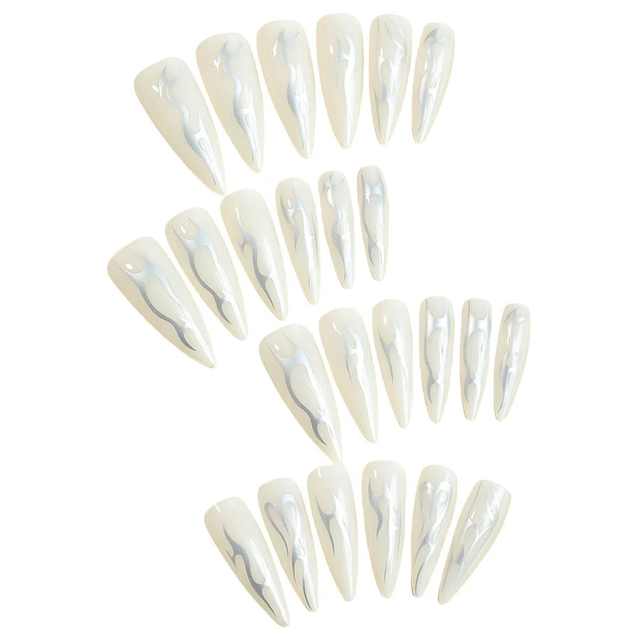 Press-On Nails Pointed Stiletto Blue Glue & File