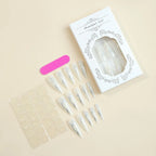Press-On Nails Pointed Stiletto Blue Glue & File