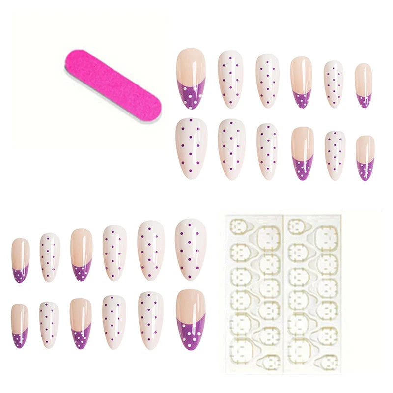 Press-On Nails Polka Dot Gel Long-Lasting Wear