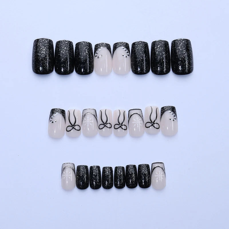 Press-On Nails Pre-Applied Adhesive Reusable Gems & Glitter