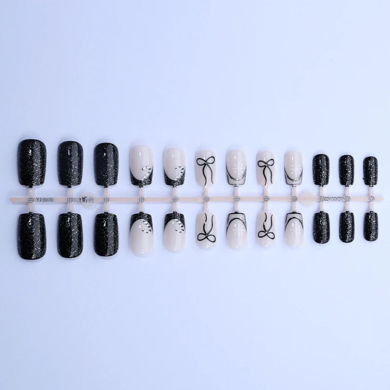 Press-On Nails Pre-Applied Adhesive Reusable Gems & Glitter