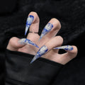 Press-On Nails Premium Acrylic Blue Marble Swirl