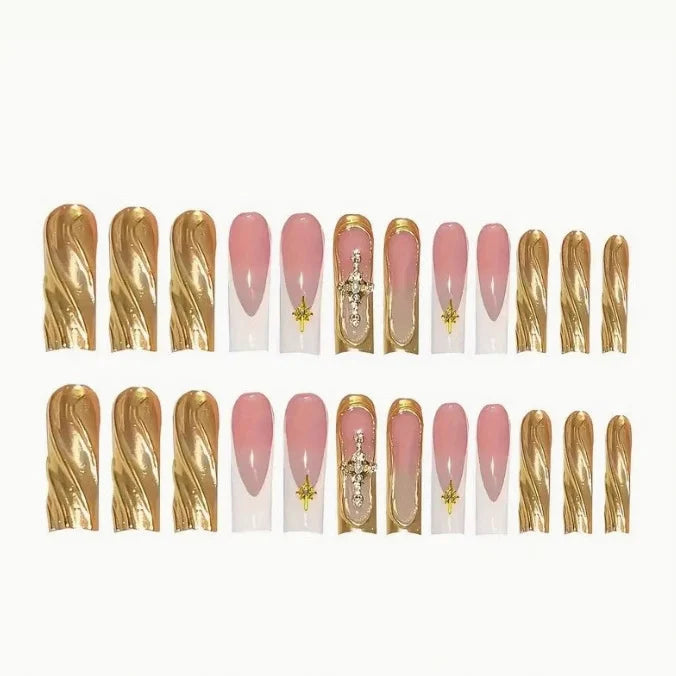 Press-On Nails Premium Acrylic Gold Accent