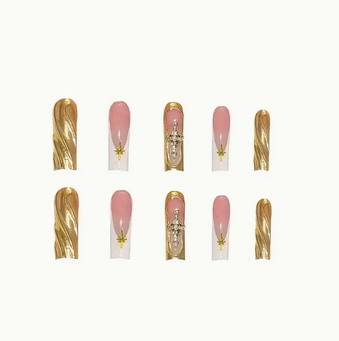 Press-On Nails Premium Acrylic Gold Accent