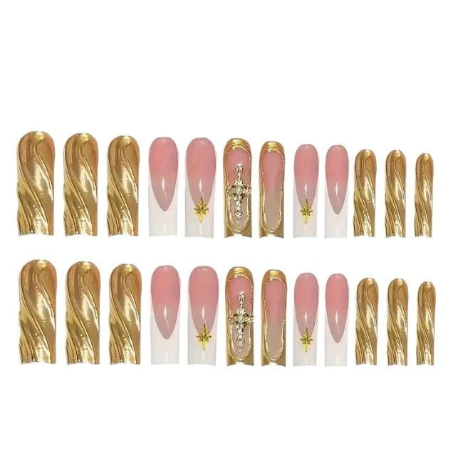 Press-On Nails Premium Acrylic Gold Accent