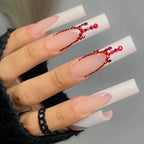 Press-On Nails Red Glitter Stones Multiple Sizes
