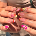 Press-On Nails Red Gold Accents Ergonomic Fit