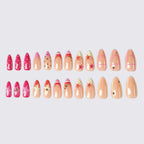 Press-On Nails Red Gold Accents Ergonomic Fit