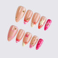 Press-On Nails Red Gold Accents Ergonomic Fit