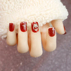 Press-On Nails Red Rhinestone Peel & Stick Long-Lasting