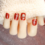Press-On Nails Red Rhinestone Peel & Stick Long-Lasting