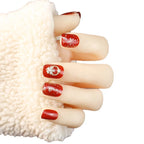 Press-On Nails Red Rhinestone Peel & Stick Long-Lasting