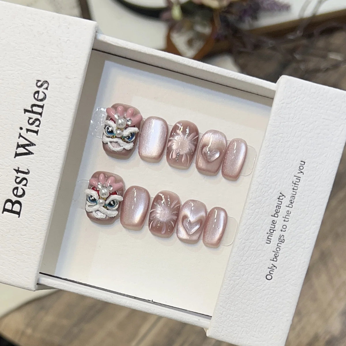 Press-On Nails Reusable Hearts & Floral