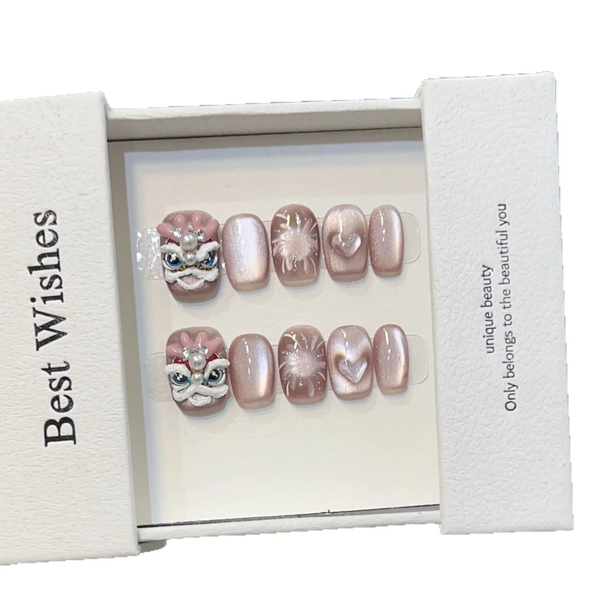 Press-On Nails Reusable Hearts & Floral