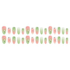 Press-On Nails Reusable Multi-Size Pink & Green Sparkle