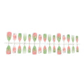 Press-On Nails Reusable Multi-Size Pink & Green Sparkle