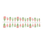 Press-On Nails Reusable Multi-Size Pink & Green Sparkle