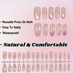 Press-On Nails Reusable & Waterproof Floral Design