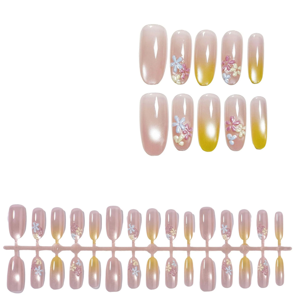 Press-On Nails Reusable & Waterproof Floral Design