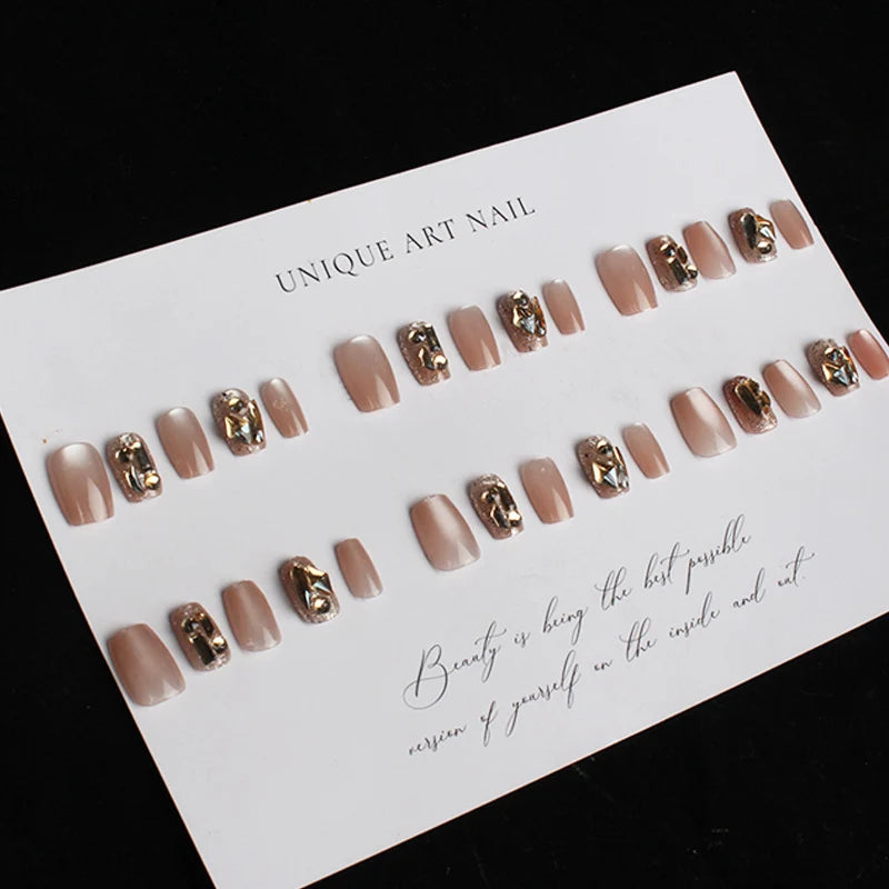 Press-On Nails Rhinestone Accents Reusable