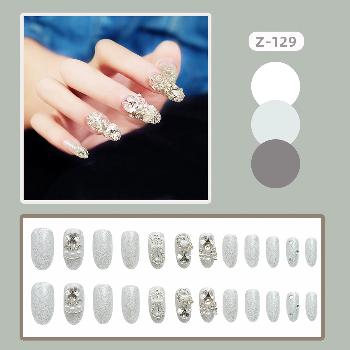 Press-On Nails Rhinestone Adhesive Backing Comfortable Fit