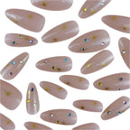 Press-On Nails Rhinestone Embellished Almond Shape Dark Blue