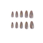 Press-On Nails Rhinestone Embellished Almond Shape Dark Blue