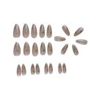 Press-On Nails Rhinestone Embellished Almond Shape Dark Blue