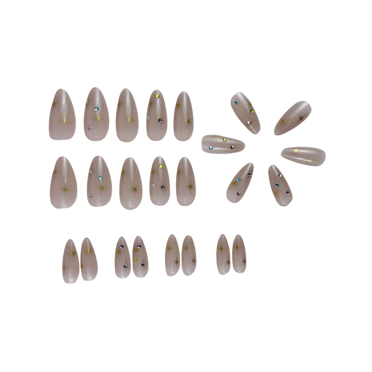 Press-On Nails Rhinestone Embellished Almond Shape Dark Blue