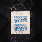 Press-On Nails Rhinestone Embellished No Glue Peacock Blue