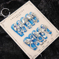 Press-On Nails Rhinestone Embellished No Glue Peacock Blue
