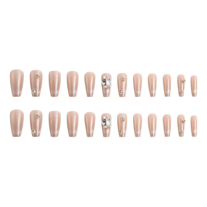 Press-On Nails Rhinestone-Embellished Reusable Full-Cover Set