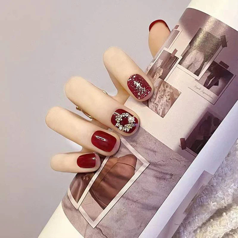 Press-On Nails Rhinestone Embellished Self-Adhesive
