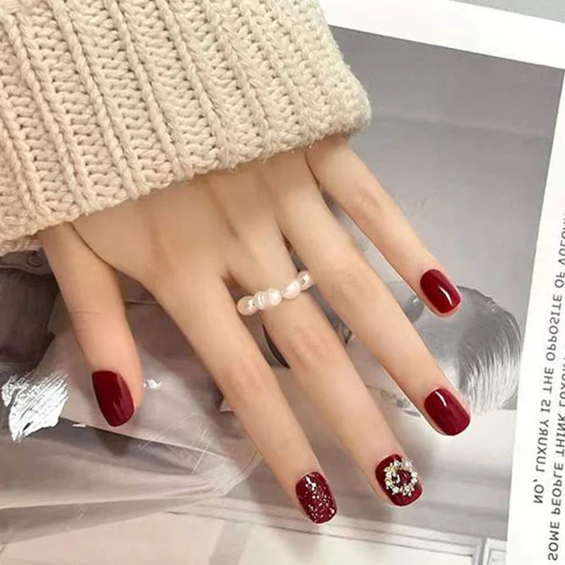 Press-On Nails Rhinestone Embellished Self-Adhesive