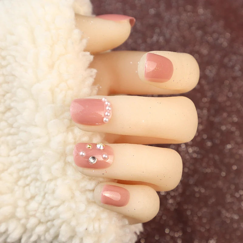 Press-On Nails Rhinestone Embellished Self-Adhesive Reusable Comfortable Fit