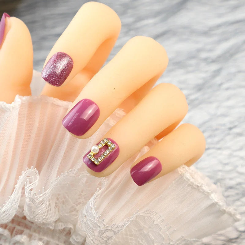 Press-On Nails Rhinestone Glossy Multiple Sizes