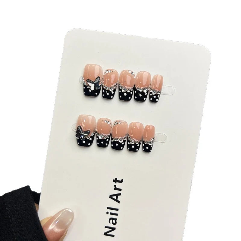 Press-On Nails Rhinestone No Glue & Reusable