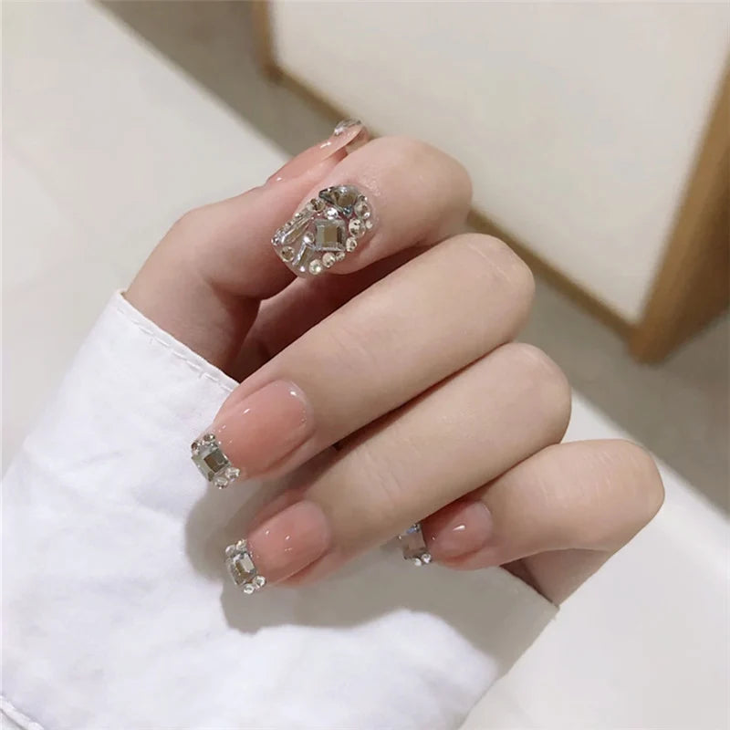 Press-On Nails Rhinestone Self-Adhesive Long-Lasting Shine
