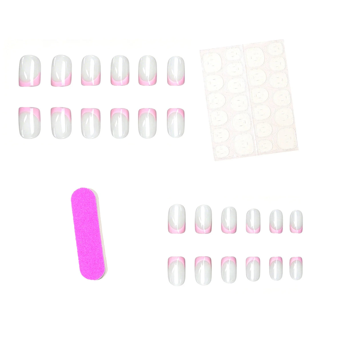 Press-On Nails Salon Acrylic Ombre French Tip 24-Piece Set