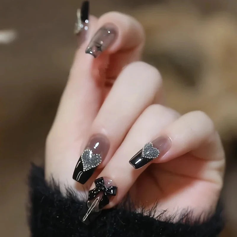 Press-On Nails Salon-Quality Peel & Stick Gem Bow