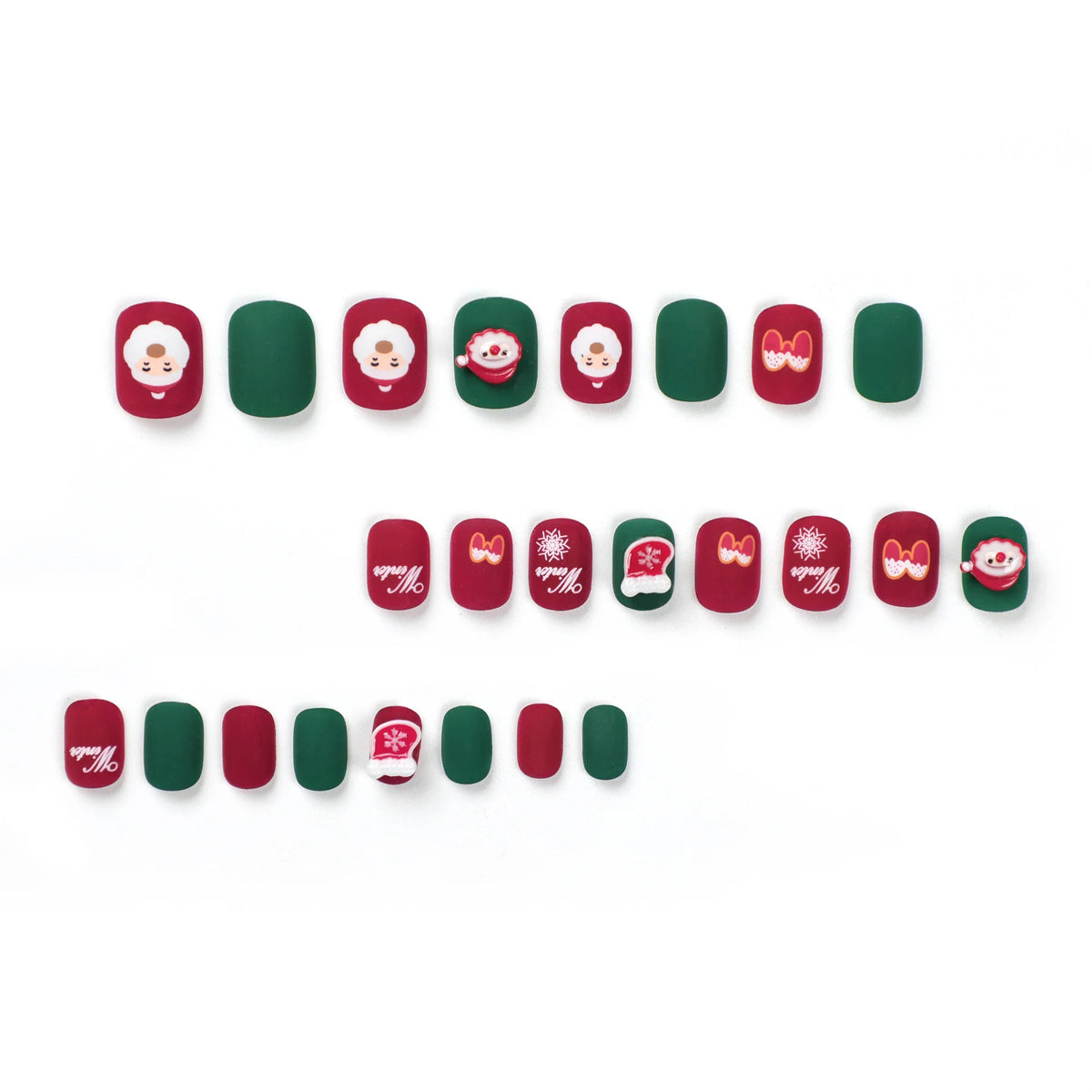 Press-On Nails Santa & Snowflake Glue-On Durable